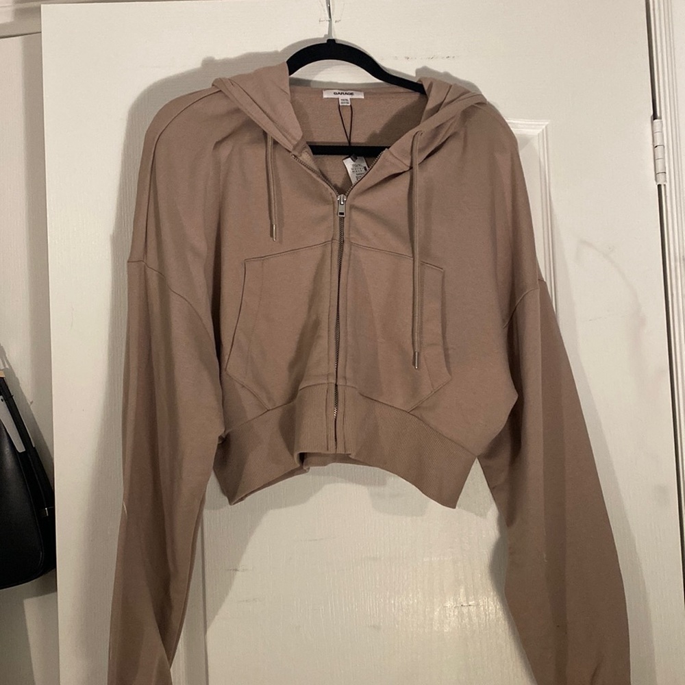 Garage cropped zip up hoodie
